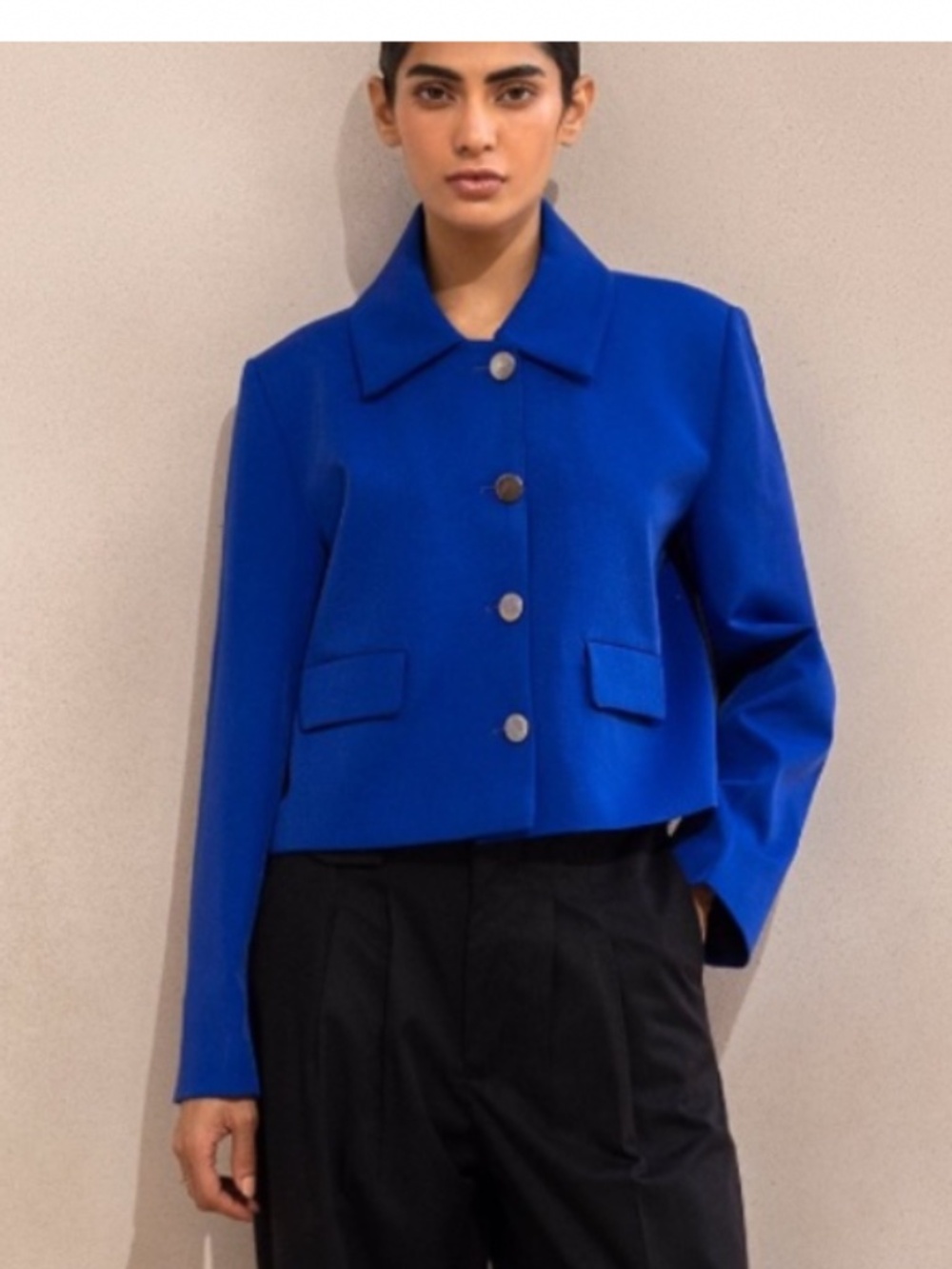 Zara Royal Blue Structured Blazer with Silver Buttons NWOT